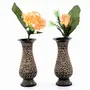 Little India Golden Meenakari Work Flower Vase (Set of 2 BrassHCF201), 2 image