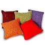 Little India Hand Embroidery Mirror Work Cotton 5 Piece Cushion Cover Set - Multicolor (DLI3CUS408), 2 image