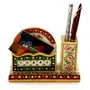 Little India Meenakari Marble Pen Stand and Visiting Card Holder (381 White), 3 image