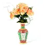 Little India Golden Minakari Jali Cut Work Colorful Flower Vase (403 White), 2 image