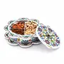Little India Meenakari Work Dry Fruit Box with 4 Partitions (22.86 cm x 22.86 cmHCF306), 2 image