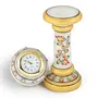 Little India Combo of Gold Paint Marble Clock and Round Clock (White), 2 image