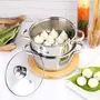 Pristine Stainless Steel Induction Base Tri Ply 2 Tier Multi Purpose Steamer / Modak Maker With Glass Lid 18Cm, 6 image