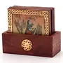 Little India Meenakari White Metal Dryfruit Box and Wooden Tea Coaster Set (DL3COMB139), 3 image