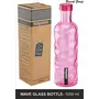 NAYASA Wave Glass Super Glass Bottle 1 Litre by Bansal Group (Wave Glass Bottle-4 Pink 1000 ML), 2 image