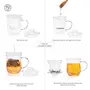 Dancing Leaf Gracil Glass Tea Mug with Removable Glass Infuser & Matching Lid | Heat Resistant Borosilicate Glass | Perfect for Brewing Loose Tea | Capacity - 350ml, 4 image