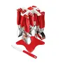 Ganesh Swastik Stainless Steel Cutlery Set 26-Pieces Red