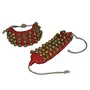 Prisha India Craft Kathak Four Line Big Bells (16 No. Ghungroo) Best quality Good Quality Ghungroo Red Pad Indian Classical Dancers Anklet Musical Instrument, 2 image