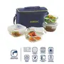 Borosil Glass Universal Lunch Box Set of 4 (2pcs 320 ml sqr + 2pcs 240 ml Rnd) Microwave Safe Office Tiffin, 2 image