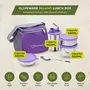 SOPL-OLIVEWARE SOPL-Oliveware Milano Lunch Box | 3 Stainless Steel Containers and Sipper | with Steel Spoon | School College & Office | Insulated Fabric Bag | Leak Proof | Full Meal & Easy to Carry (Purple), 3 image