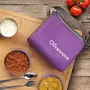 SOPL-OLIVEWARE SOPL-Oliveware Milano Lunch Box | 3 Stainless Steel Containers and Sipper | with Steel Spoon | School College & Office | Insulated Fabric Bag | Leak Proof | Full Meal & Easy to Carry (Purple), 6 image