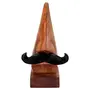 Wooden Face Spectacle Stand Handmade Wooden Nose Shaped Spectacle Specs Eyeglass Holder Stand with Moustache, 2 image
