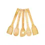 Multipurpose Bamboo Safe Serving and Cooking Spoon Set for Non Stick Spoon for Cooking Baking Kitchen Tools Essentials Bamboo Non Stick Spatulas Ladles Mixing and Turning Spoon Set, 4 image