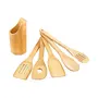 Multipurpose Bamboo Safe Serving and Cooking Spoon Set for Non Stick Spoon for Cooking Baking Kitchen Tools Essentials Bamboo Non Stick Spatulas Ladles Mixing and Turning Spoon Set, 2 image