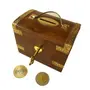 Wooden Chest Shape Coin Piggy Bank for Kids and Adults with Lock Brown
