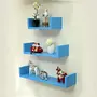 MDF Handmade Home Decor U-Shaped Wall Rack Shelf/Book Shelf - Pack of 3 Sky Blue, 2 image