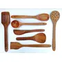 Wooden Spoons for Nonstick Cooking and Serving Pan and Spoon (Brown) - Set of 7, 2 image
