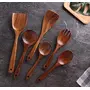 Handmade Wooden Non-Stick Serving and Cooking Spoon Kitchen Tools Utensil Set of 6