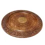 Sheesham Wood Serving Round Plate with Royal Design and Carved Brass Inlay (12 inch), 5 image