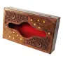 Handmade Wooden Tissue Box Napkin Holder Cover with Brass Inlay & Velvet Interior 10 x 6 Inches Handcrafted Sheesham Wood and Brass Tissue Box with Kashmiri Carving and Brass Inlay Work