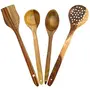 Multipurpose Serving and Cooking Spoon Set for Non Stick Spoon for Cooking Baking kitchen tools Essentials Wooden Non Stick Spatulas  Ladles Mixing and turning Mixing and Turning Wooden Handmade Serving and Cooking Spoon Kitchen Utensil Set Of 4