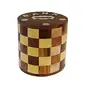 Indian Gifts Shoppee Handcrafted Antique Chess Pattern Embosed Cylendrical Shaped Wooden Currency Bank (5-inch)