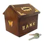 Wooden Money Box Wooden Money Bank Wooden Coin Box Wooden Piggy Box Hut Shape 4 inch, 2 image