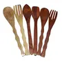 INDOART Wooden Spoon set "Art No: 7SIA-KT02" Consisting of 1 Chapatti Roller 1 Strainer  1 Slotted spoon 1 Scrapper1 Butter spoon 1 Rice Spoon  1 Bouillon (Kadchi)