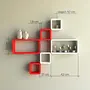 MDF Cube and Rectangle Wall Shelf -Set of 6 Red & White, 3 image