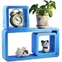 MDF Cube and Rectangle Wall Shelf -Set of 3 Blue