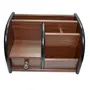 Multi-Functional Wooden Pen Stand with Drawer, 4 image