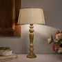 1`Polka Natural Wood Table Lamp with Khadi Shade