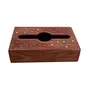 Brown Sheesham Wood and Brass Tissue Box with Kashmiri Carving and Brass Inlay Work, 2 image