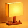 Wooden Home Decorative Bedside Table Lamp (Cream), 2 image