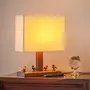 Wooden Home Decorative Bedside Table Lamp (Cream)