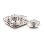 Panca Premium Silver Plated Pooja Thali 9 Piece Cup Saucer Set for Home and Office Silver Gift House Warming Gift Wedding Gift Gift Set Made in India (Silver), 2 image
