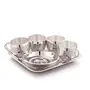 Panca Premium Silver Plated Pooja Thali 9 Piece Cup Saucer Set for Home and Office Silver Gift House Warming Gift Wedding Gift Gift Set Made in India (Silver)