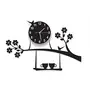 Mr. Brand 3D Acrylic Wall Clock Tree Bird Coffee Cup on Jhula Design - Black, 2 image