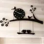 Mr. Brand 3D Acrylic Wall Clock Tree Bird Coffee Cup on Jhula Design - Black