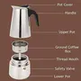 Panca Espresso Coffee Maker for home Coffee Maker Electric Machine Milk Frother Mocha Cappuccino Maker Percolator Italian Coffee Maker Steel Pot (200ml/4 Cups), 6 image