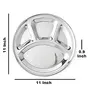 Khandekar Stainless Steel Round Divided Dinner Plates Compartment Dinner Plate with 4 Sections Mess Tray Food Plate - Silver 12.5 inch, 2 image