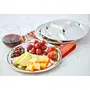 Khandekar Stainless Steel Round Divided Dinner Plates Compartment Dinner Plate with 4 Sections Mess Tray Food Plate - Silver 12.5 inch, 4 image