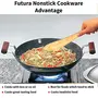 FUTURA Hawkins Futura Nonstick Induction Compatible Deep-Fry Pan (Kadhai Flat Bottom) with Stainless Steel Lid Capacity 2.5 Litre Diameter 26 cm Thickness 3.25 mm Black (IND25S), 5 image