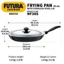 Hawkins Futura Nonstick Frying Pan with Stainless Steel Lid Capacity 2.5 Litre Diameter 30 cm Thickness 3.25 mm Black (NF30S), 3 image