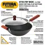 Hawkins Futura Nonstick Induction Compatible Stir-Fry Wok (Deep-Fry Pan Flat Bottom) with Stainless Steel Lid Capacity 3 Litre Diameter 28 cm Thickness 3.25 mm Black (INW30S), 3 image