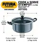 Hawkins Futura Hard Anodised Cook-n-Serve Stewpot with Glass Lid Capacity 5 Litre Diameter 24 cm Thickness 4.06 mm Black (AST50G), 3 image