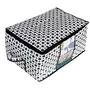 Kuber Industries Polka Dots Design Non Woven 2 Pieces Underbed Storage Bag Cloth Organiser Blanket Cover with Transparent Window (Black & White) -CTKTC038109, 5 image