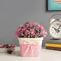Foliyaj Artificial Bush with Small Pink Leaves with Pot|Bonsai Tree|Artificial Flower|with Pot|Home Decor for Living Room Home Office Shop|House|Gift|Decoration, 2 image