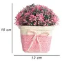 Foliyaj Artificial Bush with Small Pink Leaves with Pot|Bonsai Tree|Artificial Flower|with Pot|Home Decor for Living Room Home Office Shop|House|Gift|Decoration, 5 image