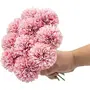 SATYAM KRAFT 5 Pcs Artificial Chrysanthemum Ball Hydrangea Flower Stick for Home Office Bedroom Balcony Living Room Decoration and Craft - (Pink Color) (Pack of 5) (Without vase), 5 image